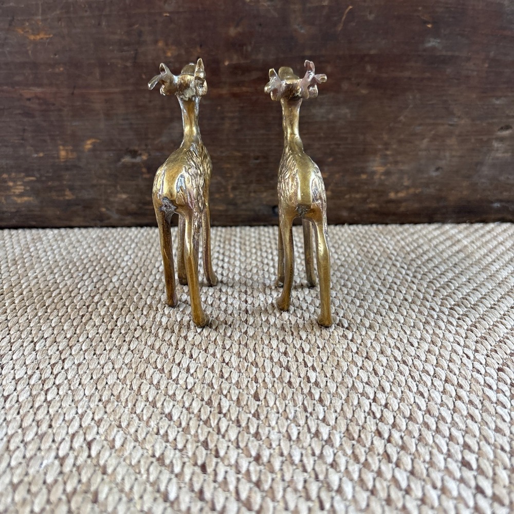 Brass Deer Figures Doe And Buck Figurines Buck Vintage Brass Set - Picture 4 of 7